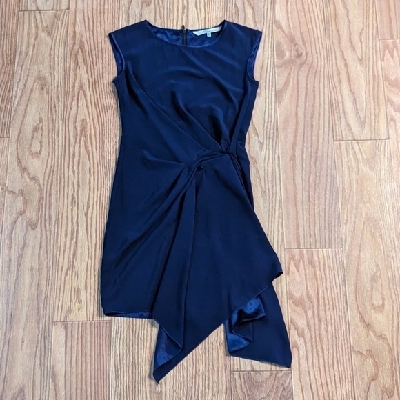 Rachel Roy asymmetrical hem, cinch-waist sleeveless dress, deep blue, size XS - Picture 1 of 2